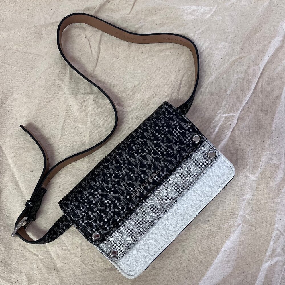MICHAEL Michael Kors Logo Metallic Leather Fanny Pack NWOT